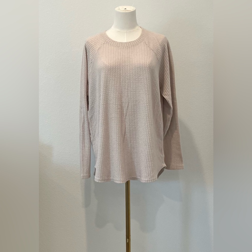 American Eagle Size:L Women Waffle Knit  Long Sleeve Top Rose/Ivory